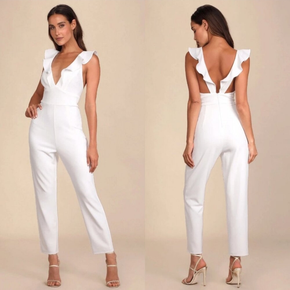 Lulus Leilani White Ruffled Jumpsuit